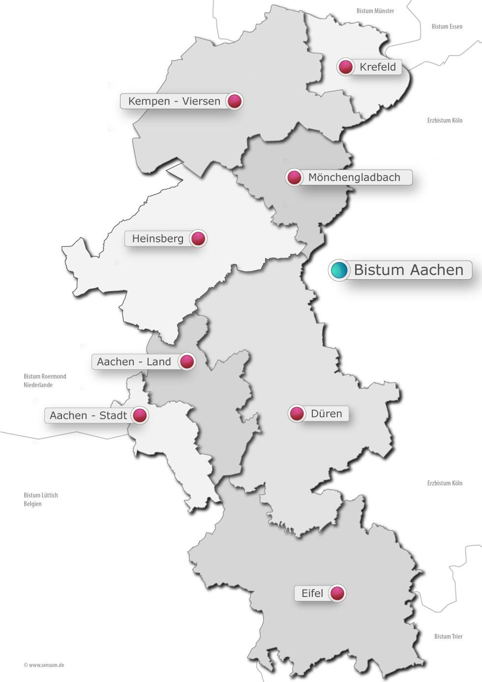 Bistumskarte - Regionen